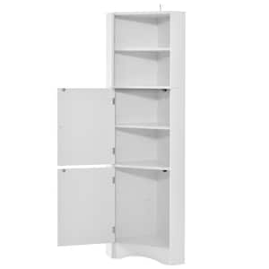 15 in. W x 15 in. D x 61 in. H White Linen Cabinet Corner Cabinet Bathroom Storage Cabinet with Doors Adjustable Shelves