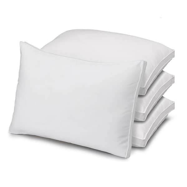 Noble Linens Cooling Luxury Gel Fiber Pillows with 100% Cotton Cover (Set  of 2), Queen, White