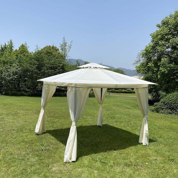 10 ft. x 10 ft. Gray Outdoor Patio Garden Gazebo Canopy with