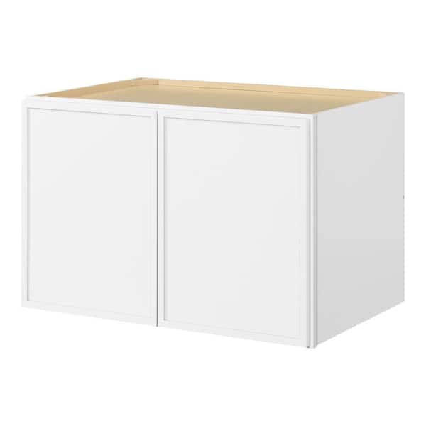 Leyton 36 in. W x 24 in. D x 24 in. H Ready to Assemble Plywood Shaker Wall Bridge Kitchen Cabinet in Alpine White