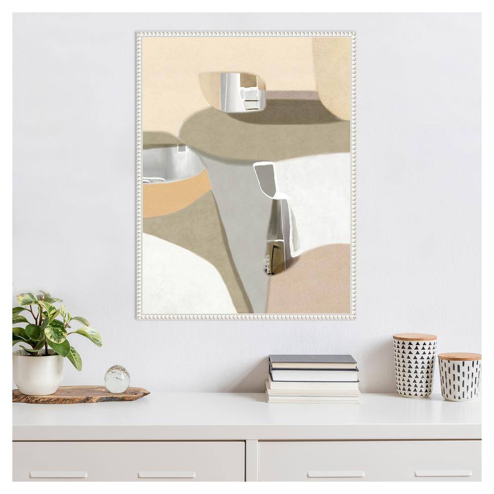 Sylvie Beaded White Abstract Canvas Framed Wall Art 23 x 30