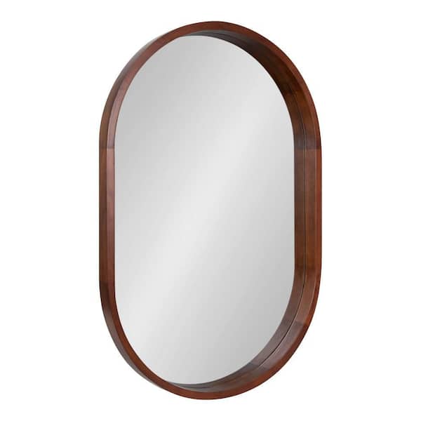 Kate and Laurel Hutton 24.00 in. W x 36.00 in. H Oval Wood Walnut Brown Capsule Mirror