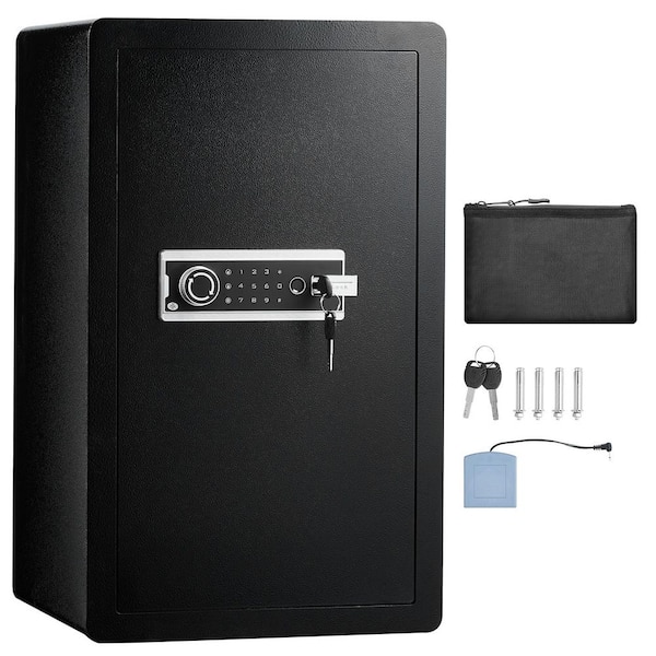 Single Door 4.0 cu. ft. Safe Box with Key Lock, Password and Fingerprint, Safe Lock Box with Fireproof Bag, Key Rack
