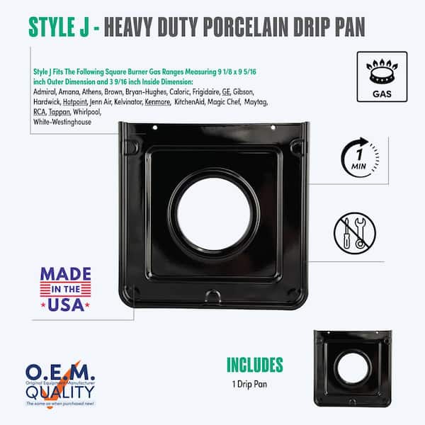 9.125 x 9.3125 in. Drip Pan in Porcelain/Black