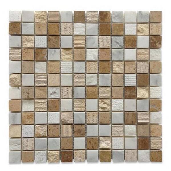 Ivy Hill Tile Exterior Tech Square Beige Brick Joint 12 in. x 12 in. Marble Mosaic Tile (1 sq. ft.)