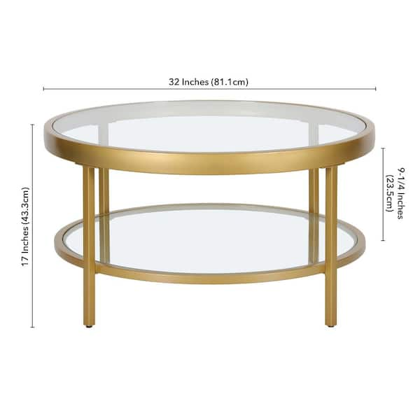 32 inch round glass coffee table