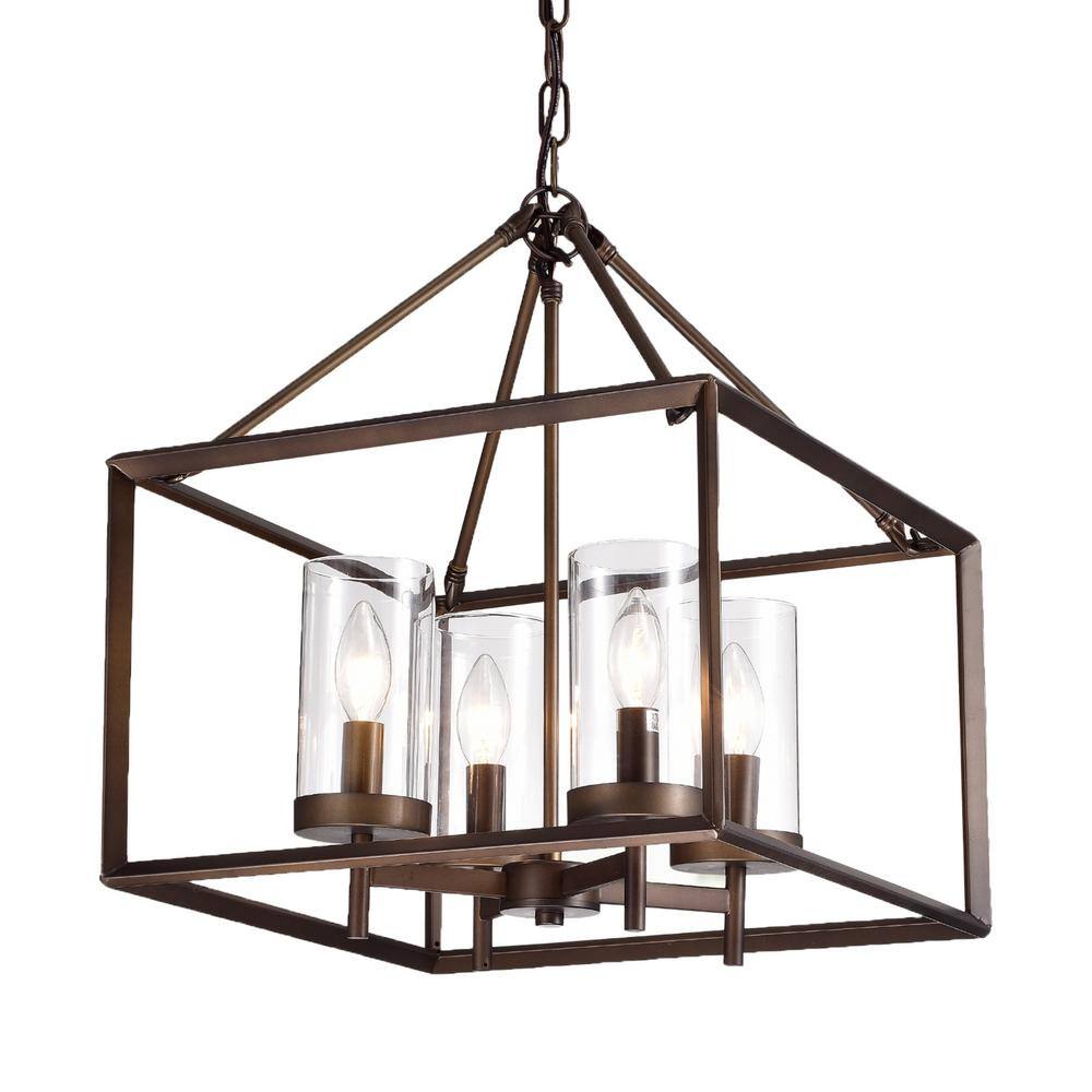 19 in. 4-Light Indoor Esich Bronze Finish Pendant Ceiling Light with Light Kit price history on PriceWatchPro