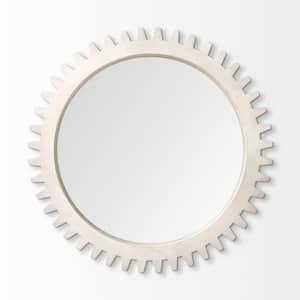 35.5 in. W x 35.5 in. H Wood White Decorative Mirror