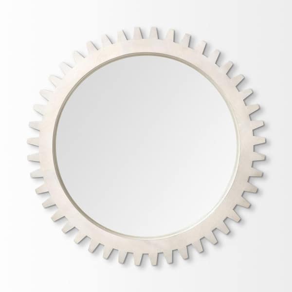 HomeRoots 35.5 in. W x 35.5 in. H Wood White Decorative Mirror