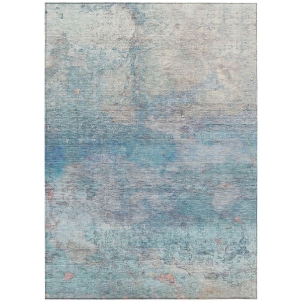 Addison Rugs Chantille Machine Washable Indoor/Outdoor Abstract ACN2100 Aqua 8 ft. x 10 ft. Area Rug