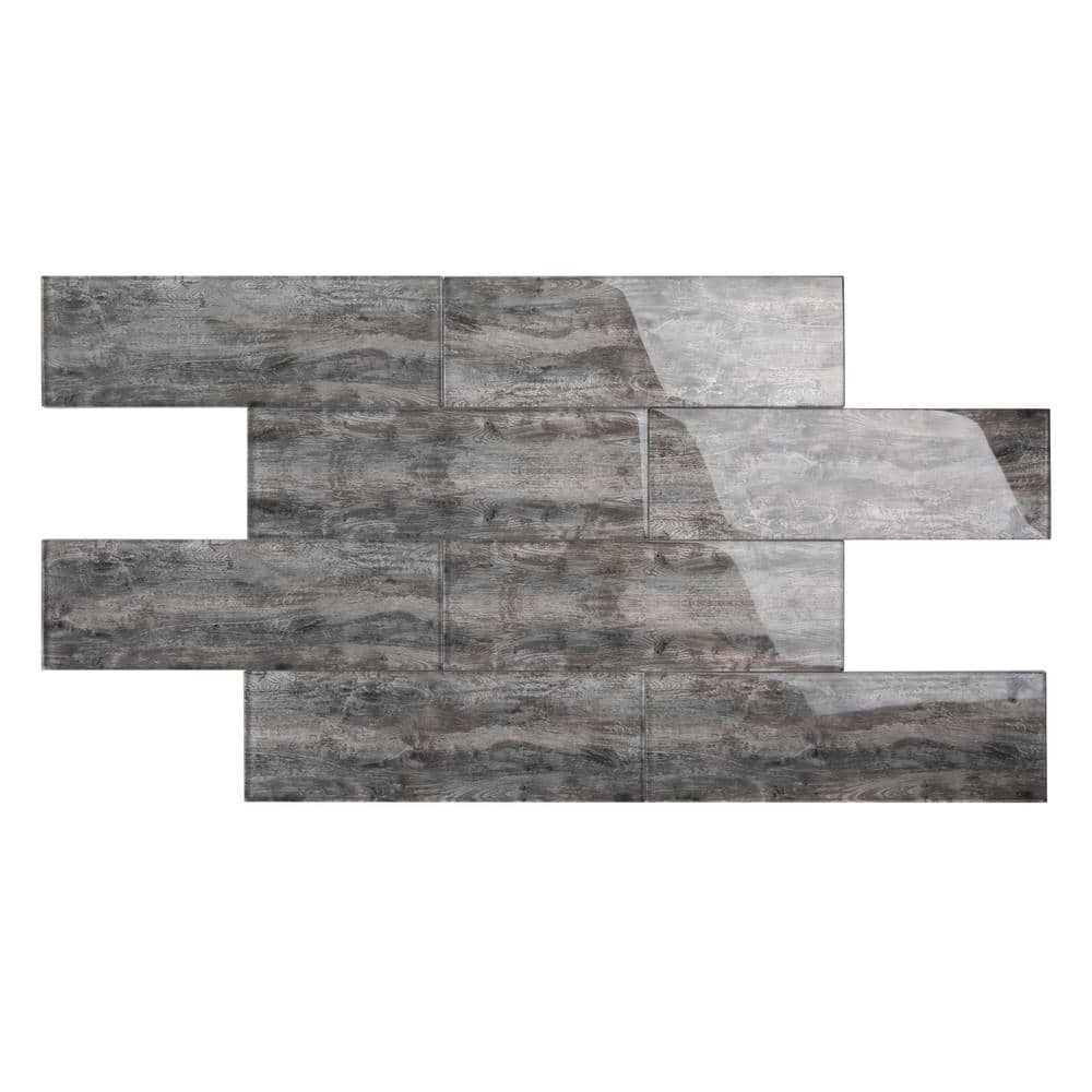 Giorbello Platinum Oak 4 In X 12 In X 8mm Glass Subway Tile 5 Sq Ft   Platinum Oak Giorbello Glass Tile G4147 64 1000 