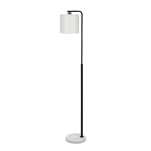 61.5 in. Black Contemporary Downbridge Column Indoor Floor Lamp with Decorator Shade