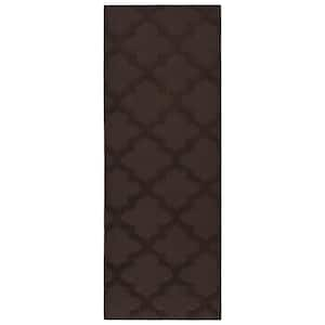 Mocha Quatro 3 ft. x 8 ft. Cut-loop Trellis Area Rug