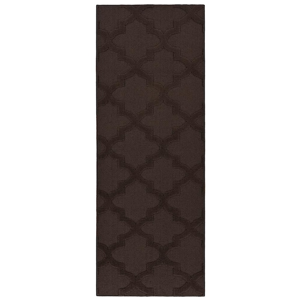 Garland Rug Mocha Quatro 3 ft. x 8 ft. Cut-loop Trellis Area Rug