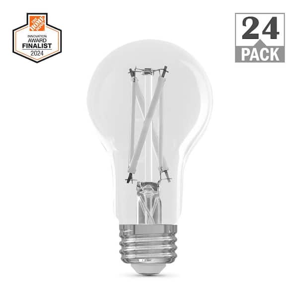 EcoSmart 60-Watt Equivalent A19 Dimmable White Filament CEC Clear Glass E26 LED Light Bulb Daylight 5000K (24-Pack)