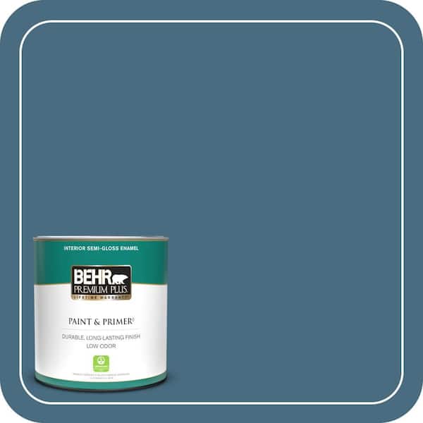 BEHR PREMIUM PLUS 1 qt. #550F-6 Regatta Bay Semi-Gloss Enamel Low Odor Interior Paint & Primer