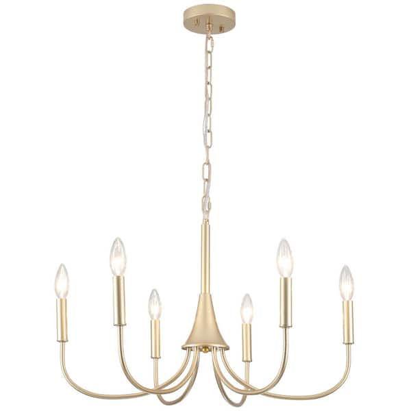 6-Light Modern Gold Candlestick Island Chandelier Transitional Pendant Light for Dining Room
