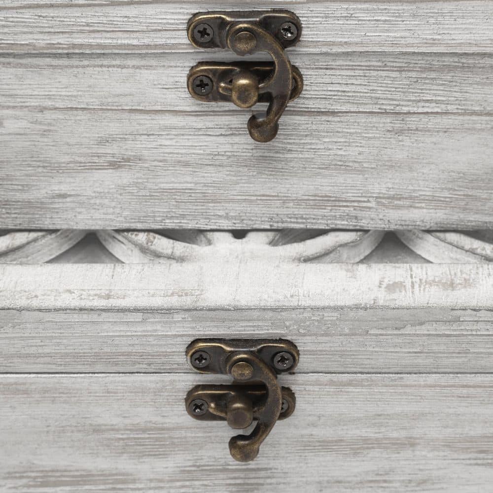 Set of Two Distressed Whitewashed Wooden Decorative Boxes