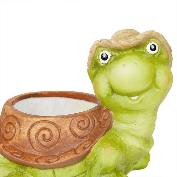 Alpine Corporation 7 in. Terracotta Clay Turtle Pot Planter for