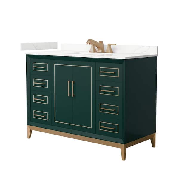 Wyndham Collection Marlena 48 in. W x 22 in. D x 35.25 in. H Single Bath Vanity in Green with Giotto Quartz Top