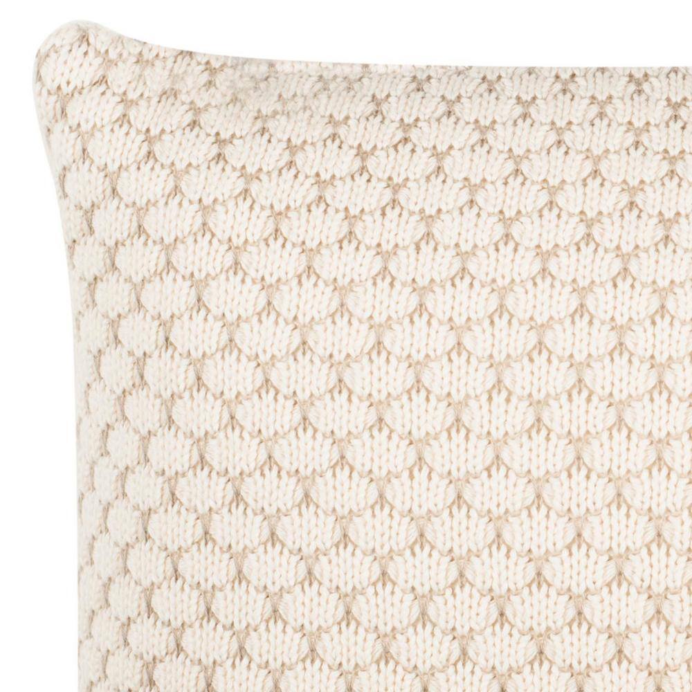 Natural and Stone Knit Geometric Cotton Throw Pillow