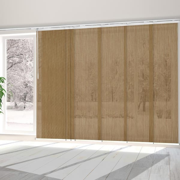 EMOH Wood 110 in. - 153 in. W x 94 in. L Adjustable 7-Panel in White Single Rail Panel Track with 23.5 in. Slates