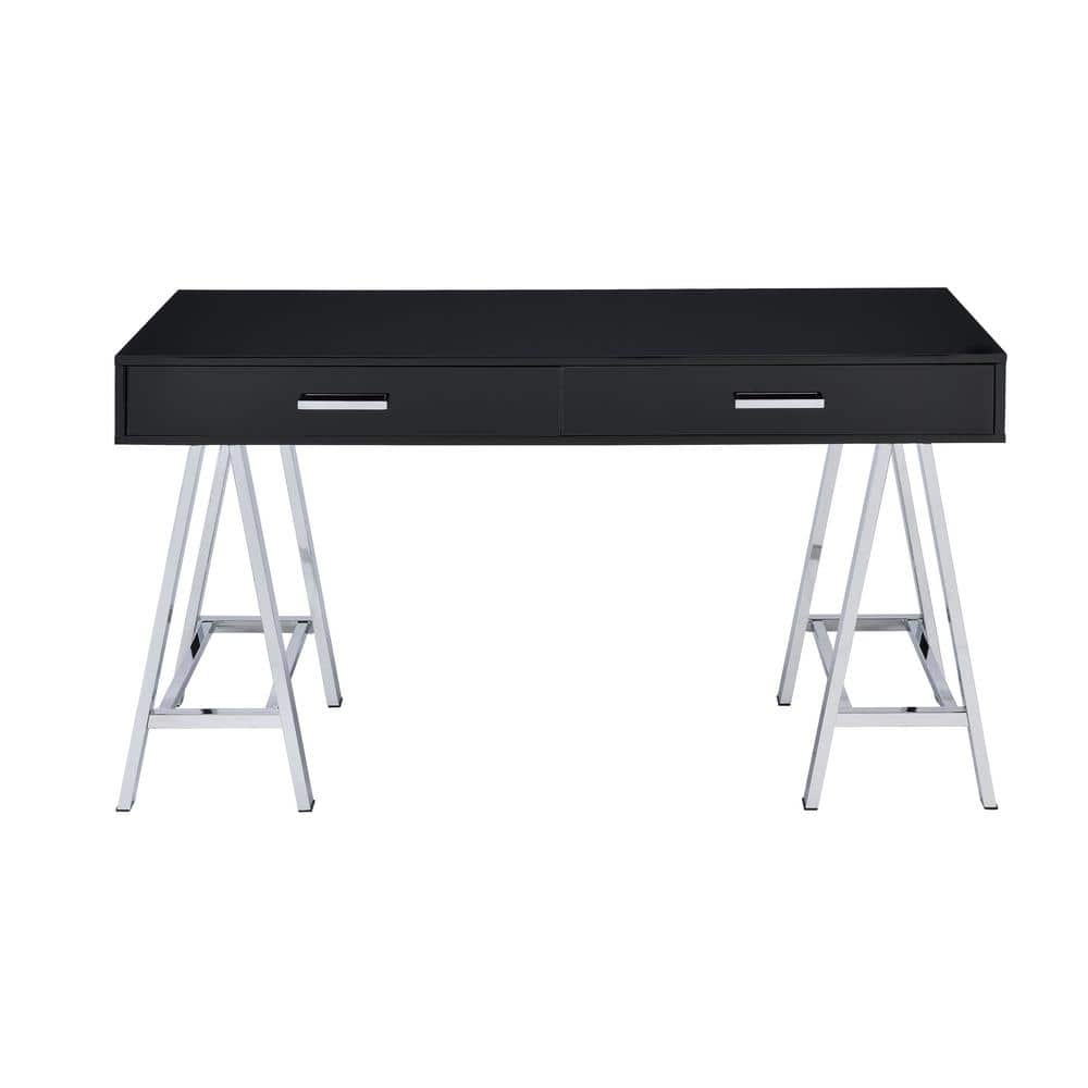 Acme Furniture Coleen Black and Chrome Writing Desk with Storage 92227 -  The Home Depot