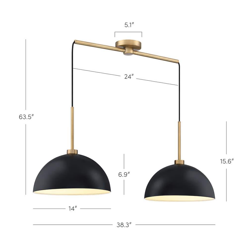 Percy Black and Gold Modern Drum Pendant Light