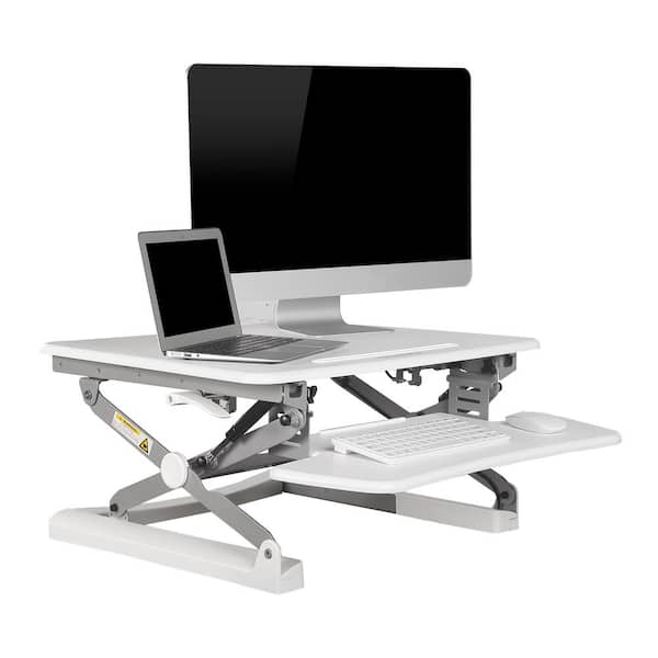 FlexiSpot Height Adjustable Stand-Up Desk 27 in. W Platform Standing Desk Riser Removable Keyboard Tray, White