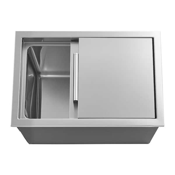 Stainless Steel Drop-in Ice Chest, 18 in. L x 12 in. W x 15 in. H, 28.6 qt. Cooler with Sliding Lid, Ideal for Outdoor