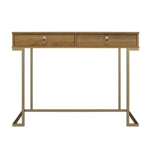 Hailey 41.6 in. Walnut Rectangular Writing Desk with 2 Drawers