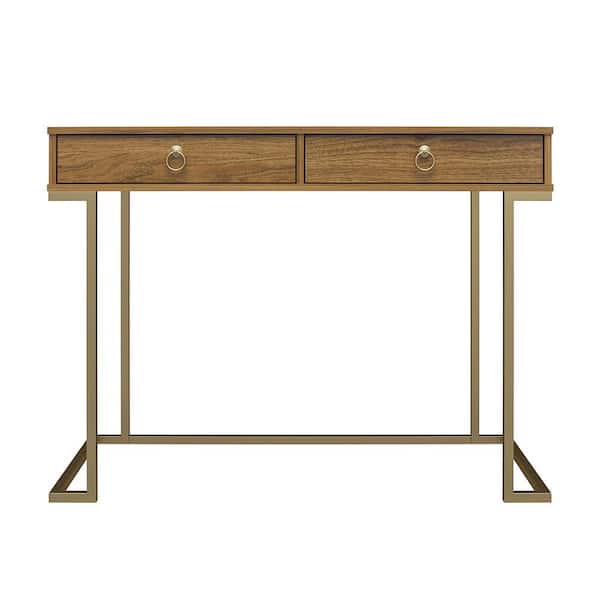 Ameriwood Home Hailey 41.6 in. Walnut Rectangular Writing Desk with 2 Drawers