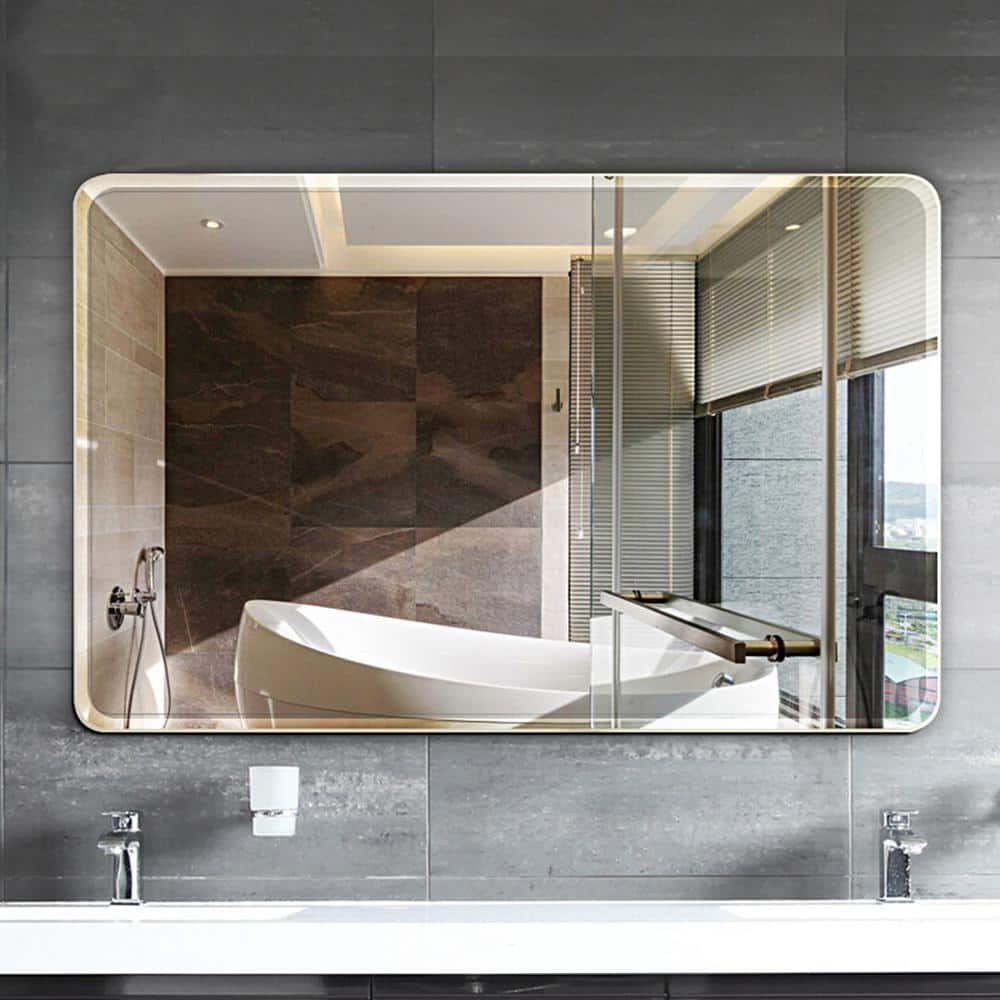 ELLO&ALLO 20 in. W x 28 in. L Single Frameless Bathroom Wall Mirror EVM ...