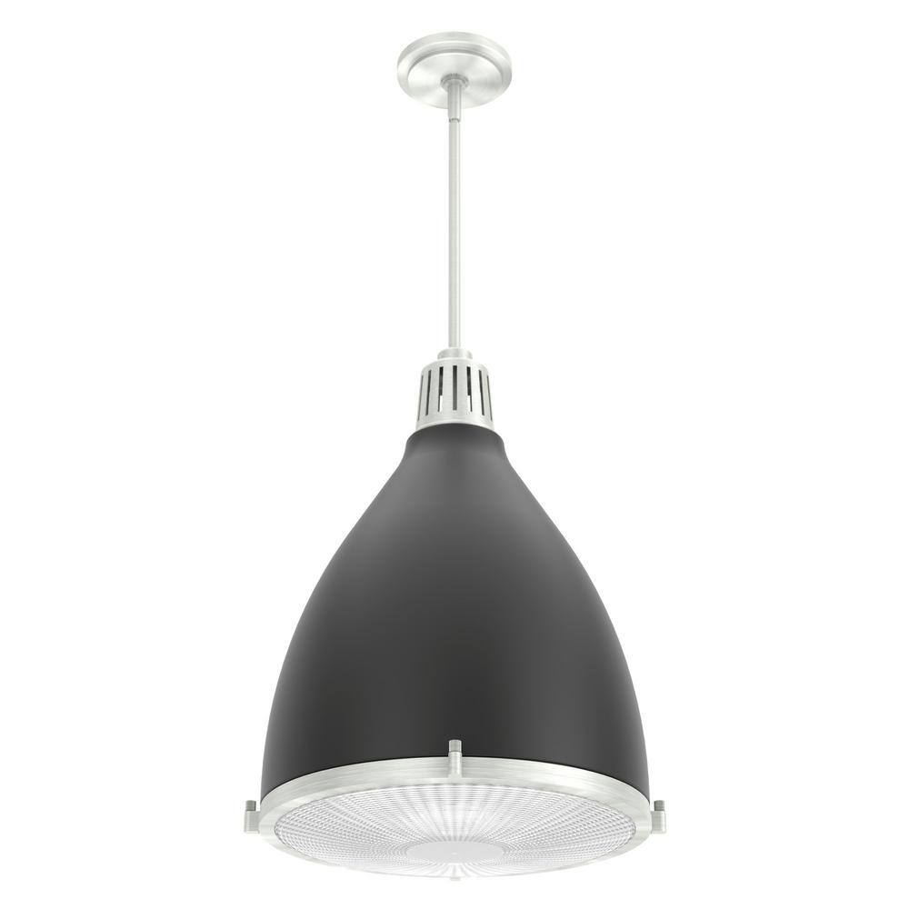 Bluff View Matte Black and Brushed Nickel Glass LED Pendant Light