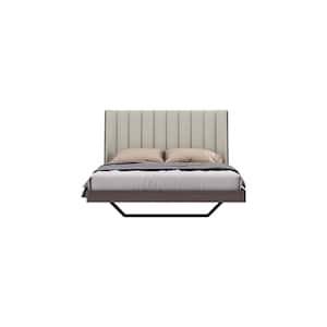 Gray Composite Frame Queen Panel Bed with Upholstered