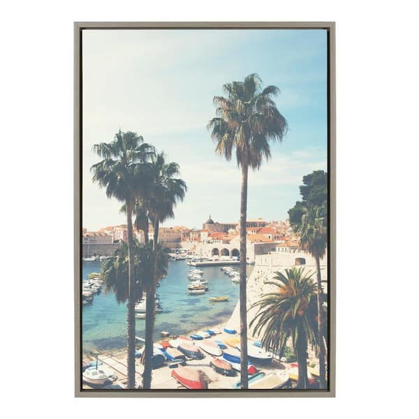 Kate and Laurel Sylvie Coastal Framed Canvas Wall Art 33 in. x 23 in.