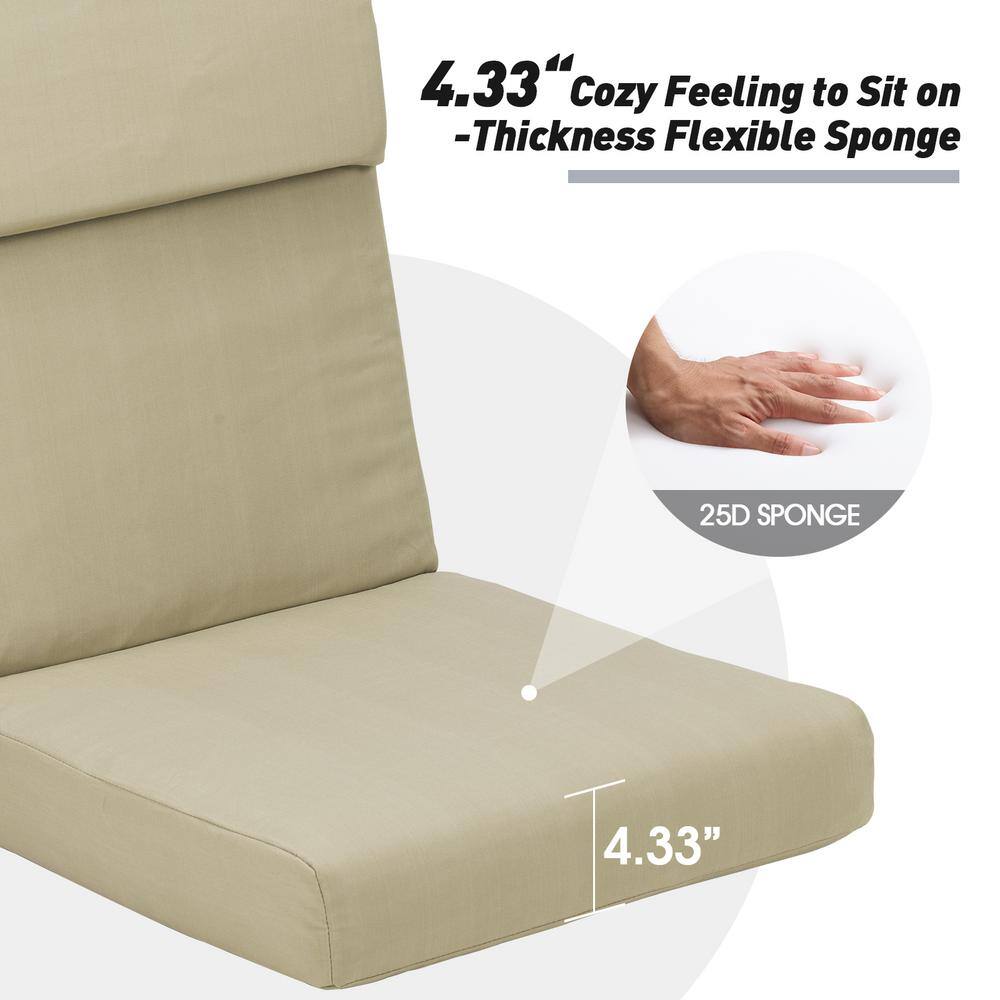 Set of 4 Beige Foam Rectangular High Back Chair Cushions