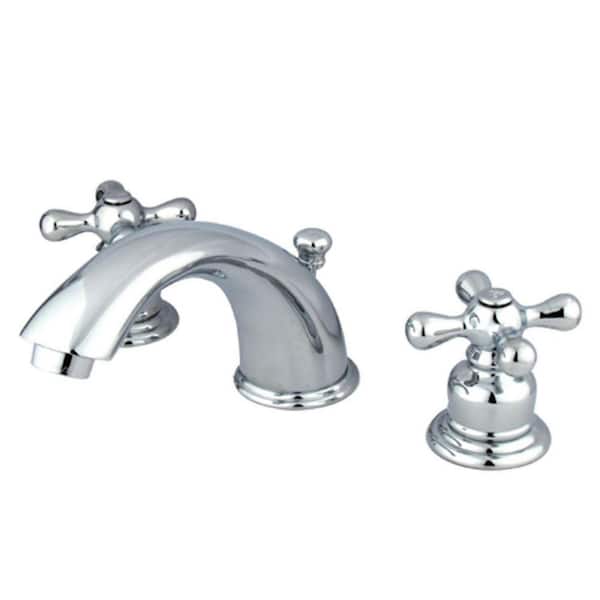 Kingston Brass Victorian 2-Handle 8 in. Widespread Bathroom Faucets with Plastic Pop-Up in Polished Chrome