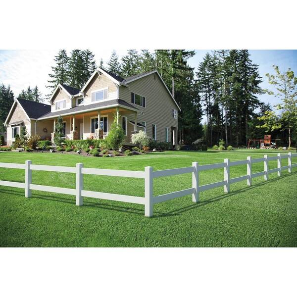 Veranda 5 in. x 5 in. x 5 ft. Vinyl White Ranch 2-Rail Line Fence Post