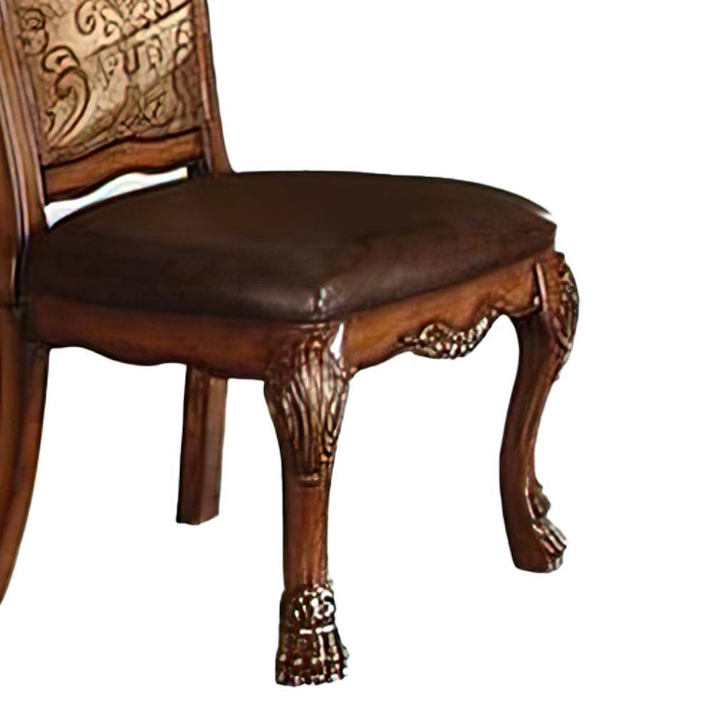 Cherry Oak Dresden High-Back Faux Leather Side Chair