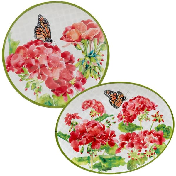 Certified International Geraniums 2-Piece Assorted Colors Melamine Platter Set Service for 2