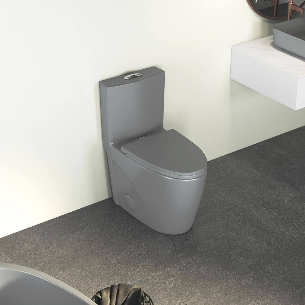 Reno Glacier Gray Elongated Dual Flush One-Piece Toilet