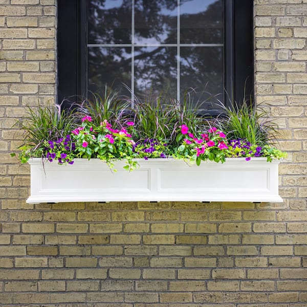 Fairfield 60 in. x 11 in. Self-Watering White Polyethylene Window Box