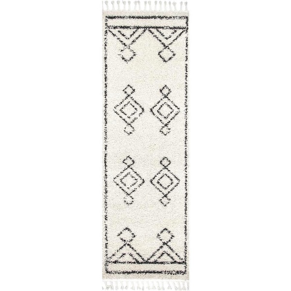 nuLOOM Mackie Moroccan Diamond Shag Off-White 3 ft. x 12 ft