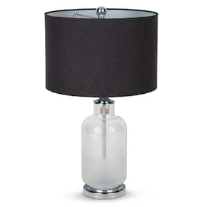 27 in. Gray Modern Integrated LED Bedside Table Lamp with Gray Fabric Shade
