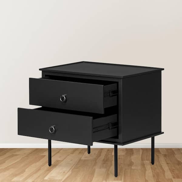 Glenn Black 2-Drawer 25 in. W Nightstand