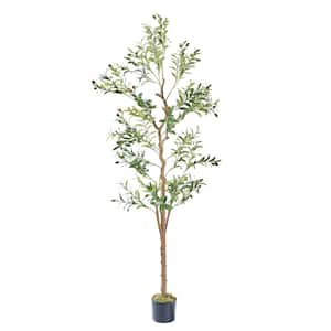 6 ft. Artificial Olive Tree, Green Faux Olive Trees, Fake Silk Plant for Indoor Outdoor Home Office Decor, 1 Pack