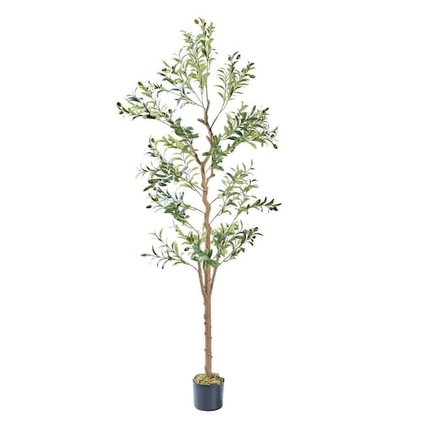 VECELO 6 ft. Artificial Olive Tree, Green Faux Olive Trees, Fake Silk Plant for Indoor Outdoor Home Office Decor, 1 Pack
