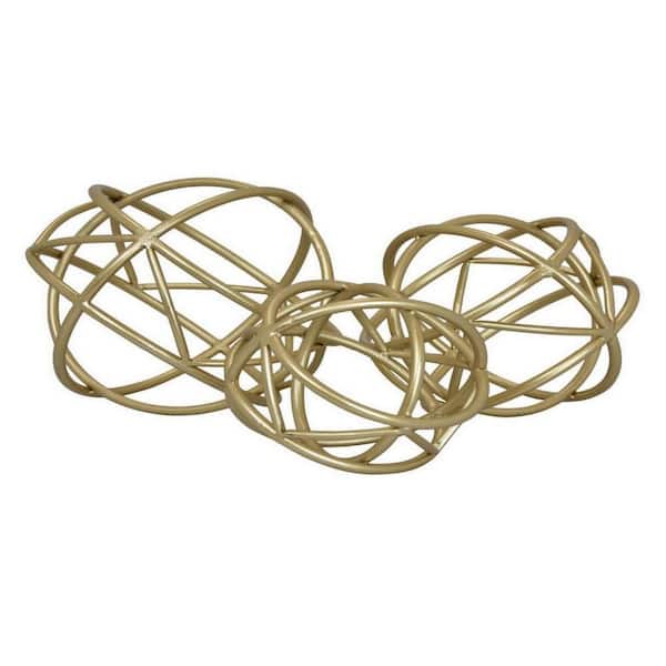 Benjara Modern Gold 8.25 in. x 7.75 in. Orbit Metal Tabletop Decor (Set of 3)