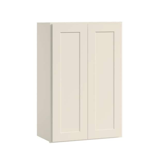 24 in. W x 12 in D x 30 in. H in. Antique White Plywood Ready to Assemble Kitchen Wall Cabinet with Doors and Shelves